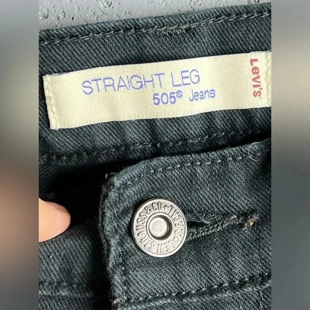 Levis 505 Jeans Womens 6 short Black Straight Leg Mid Rise 5 Pocket Denim - Picture 6 of 6